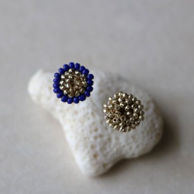 画像1: bijou　ピアス（イヤリング）青ラインｘシルバー (1)