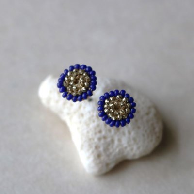 画像1: bijou　ピアス（イヤリング）青ライン (1)